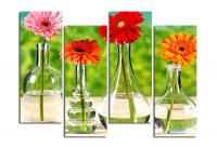 Модульная картина "Герберы в оригинальных вазочках"