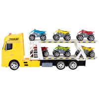 Игрушечные машинки серии "Мой город" (Автовоз - тягач 45 см, со светом и звуком, желтый. 6 квадроциклов)