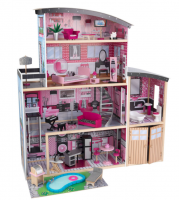 Большой искрометный кукольный дом для Барби "Сияние" с мебелью 30 элементов
