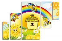 Модульная картина "Веселые пчелки"